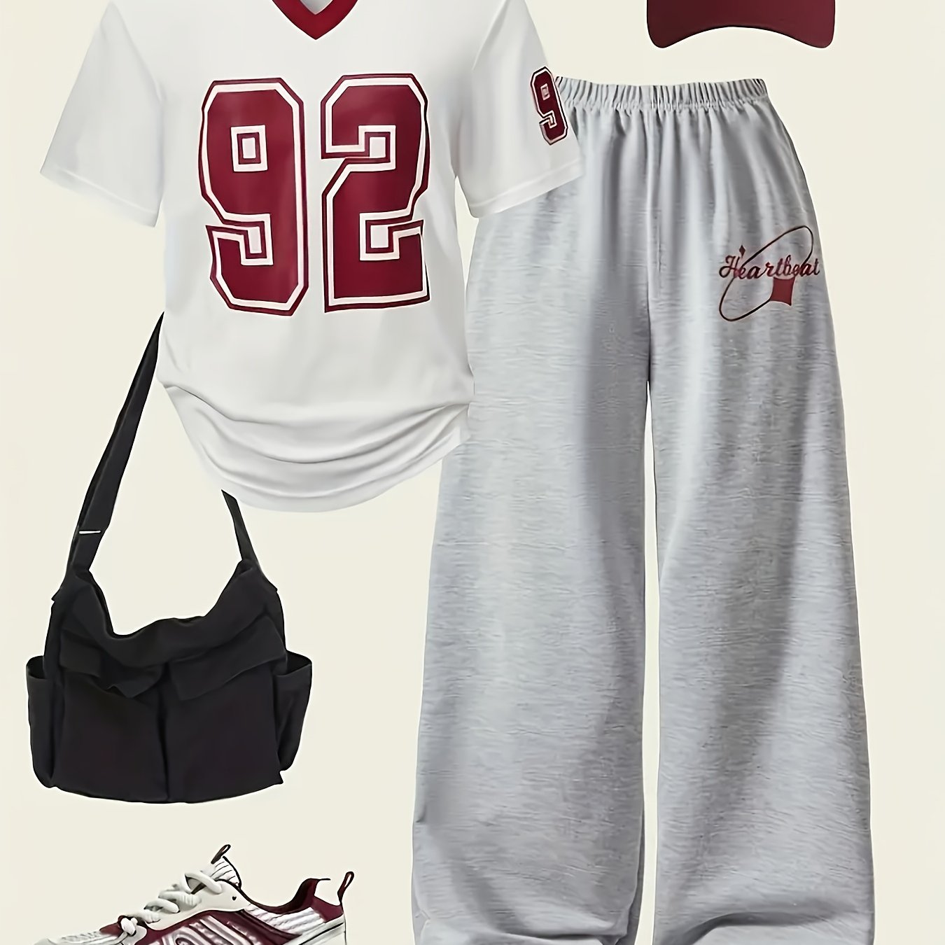 Women's Color Block V-Neck T-Shirt and Pants Set