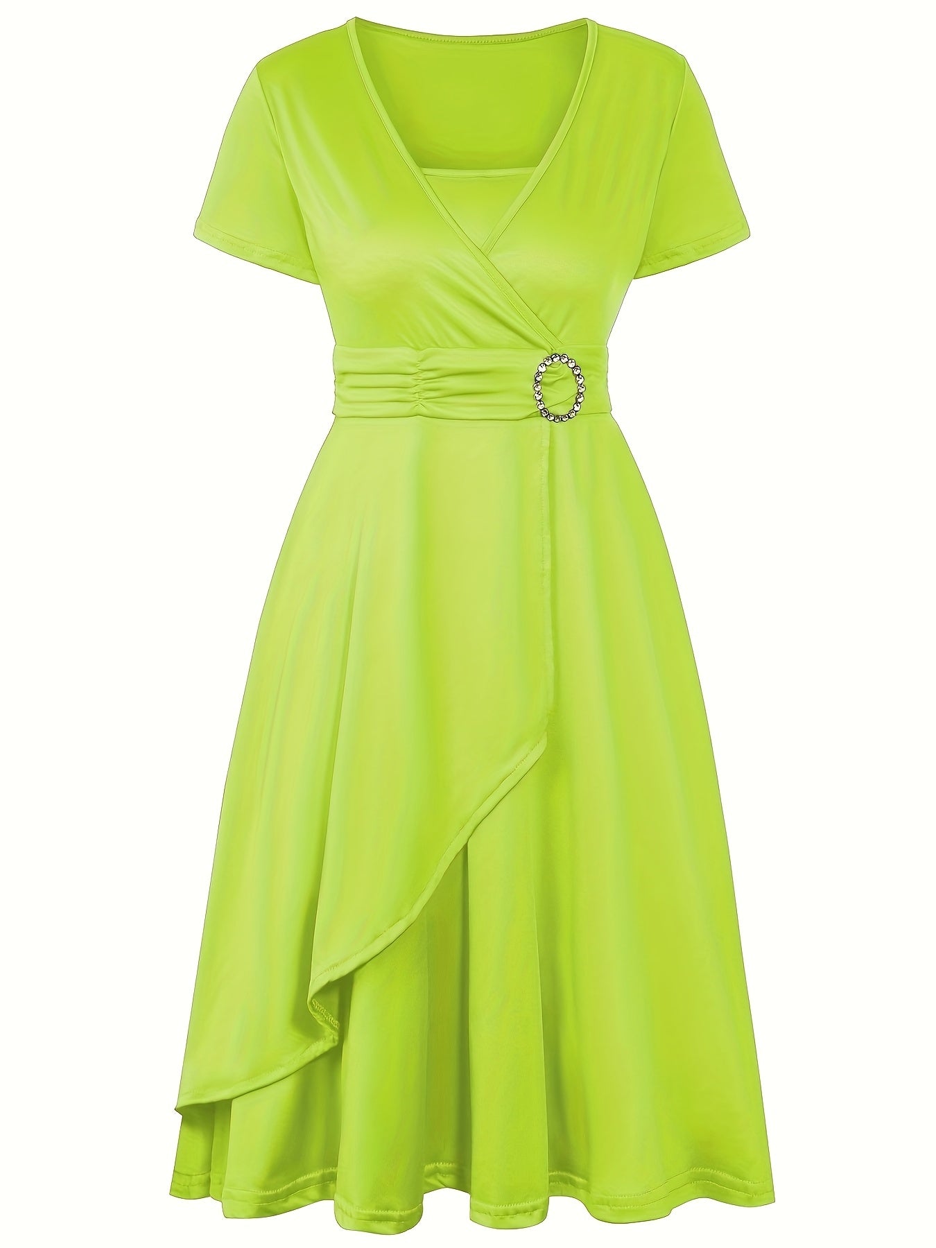 Elegant Women's Skinny Fit Rhinestone V-Neck Dress