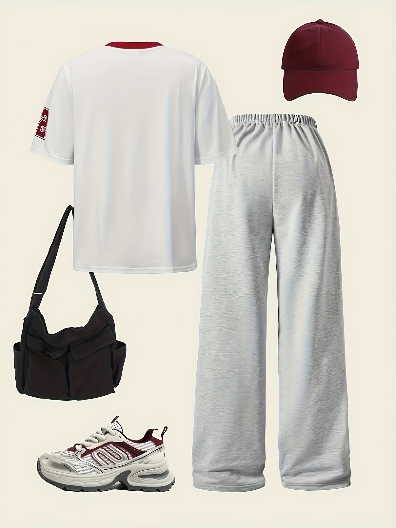 Women's Color Block V-Neck T-Shirt and Pants Set