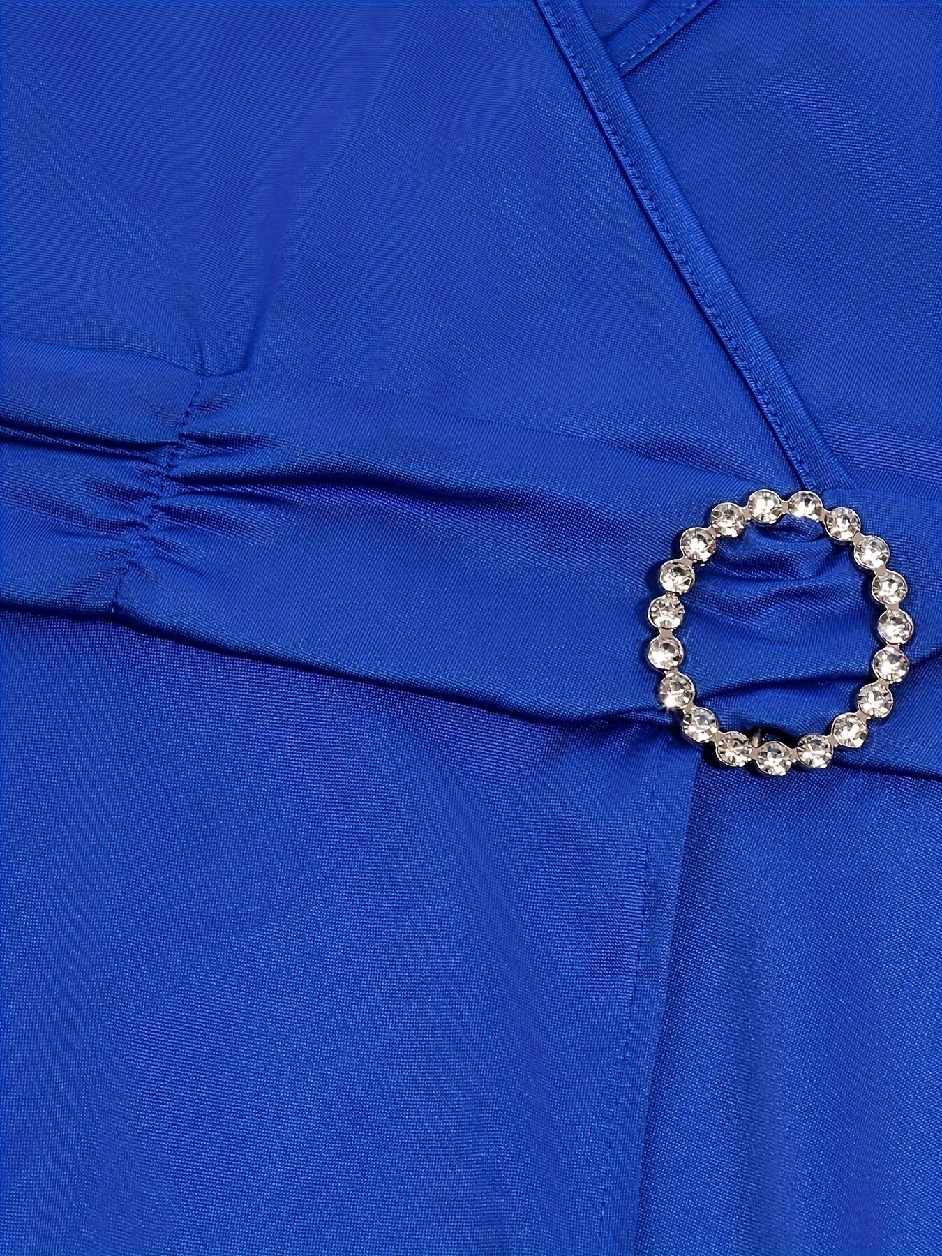 Elegant Women's Skinny Fit Rhinestone V-Neck Dress