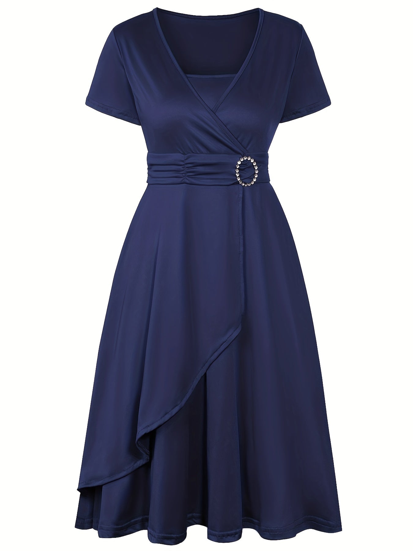 Elegant Women's Skinny Fit Rhinestone V-Neck Dress