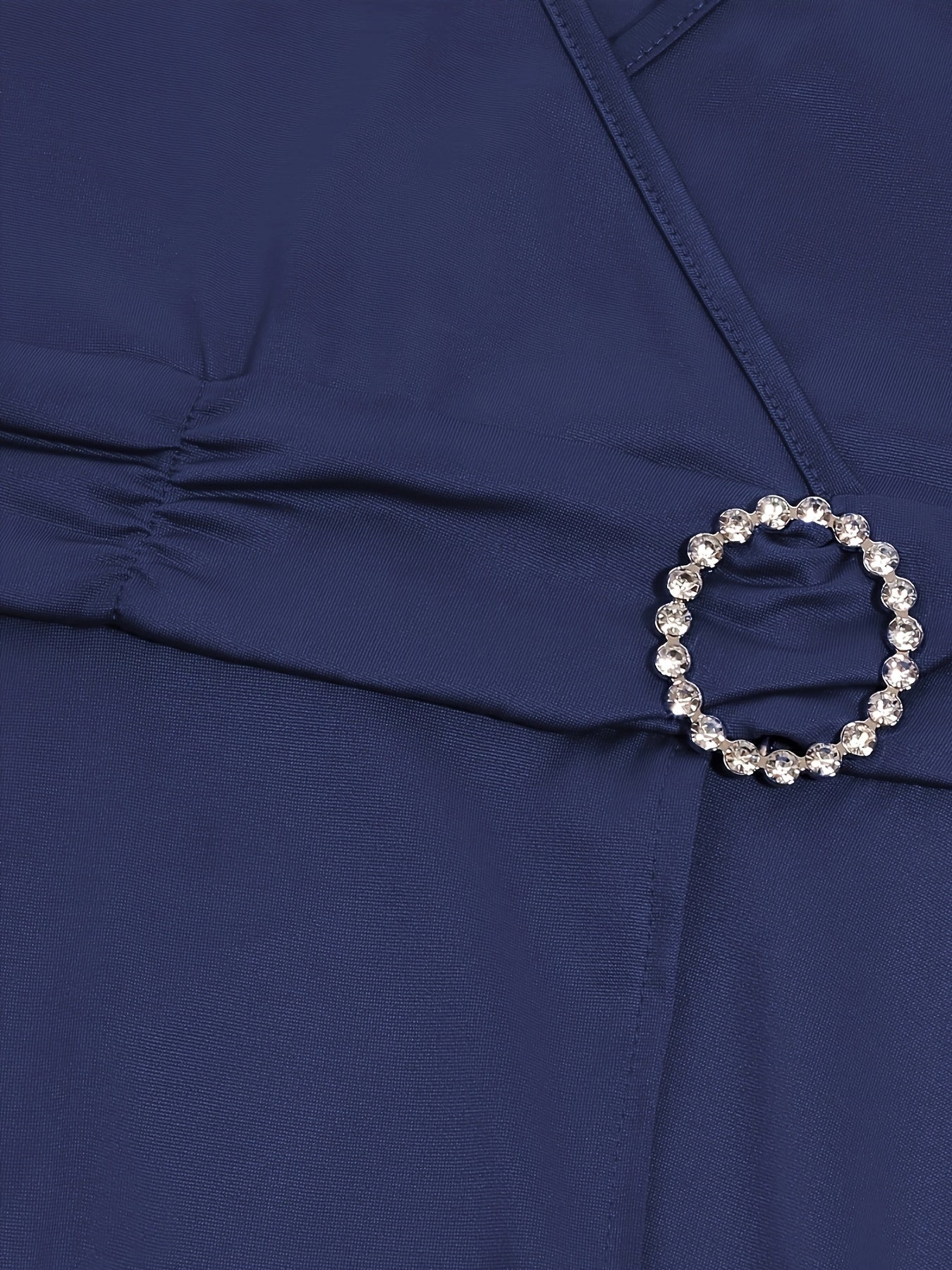 Elegant Women's Skinny Fit Rhinestone V-Neck Dress