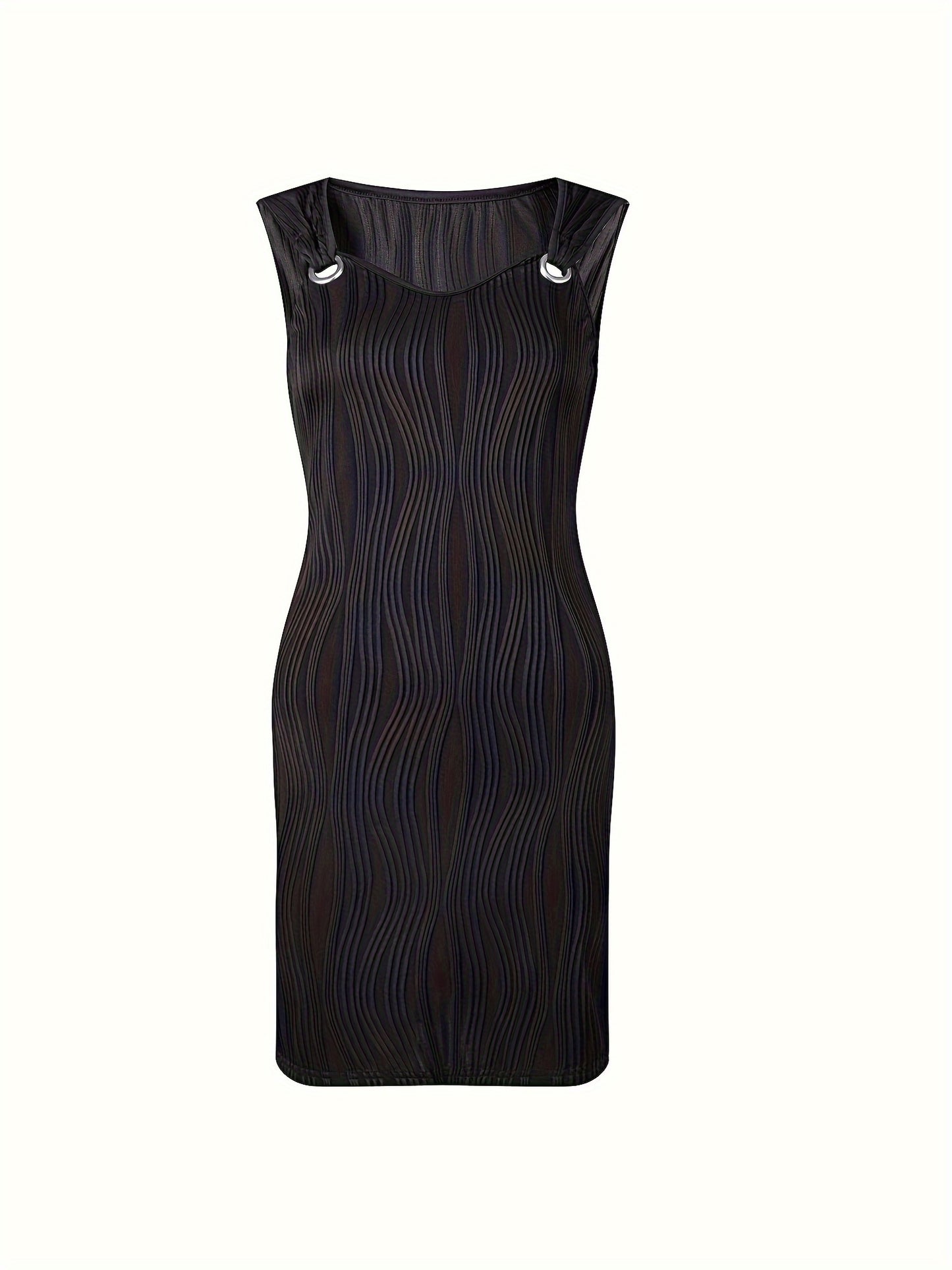 Solid Dress, Casual V Neck Sleeveless Mini Dress, Women's Clothing