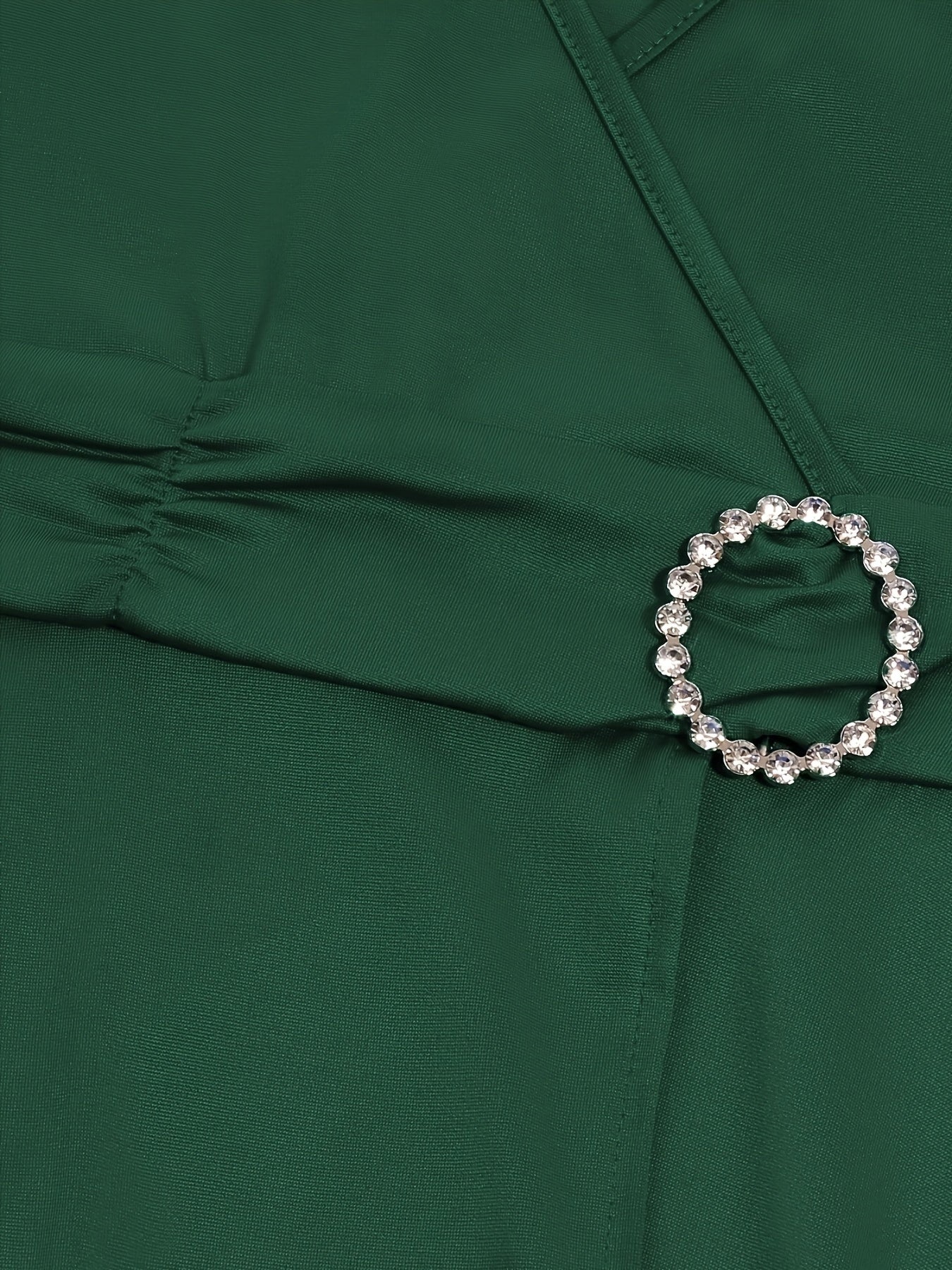 Elegant Women's Skinny Fit Rhinestone V-Neck Dress