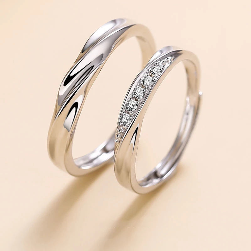 ouple Rings Silver Color Sun Moon Adjustable Open Ring For Women