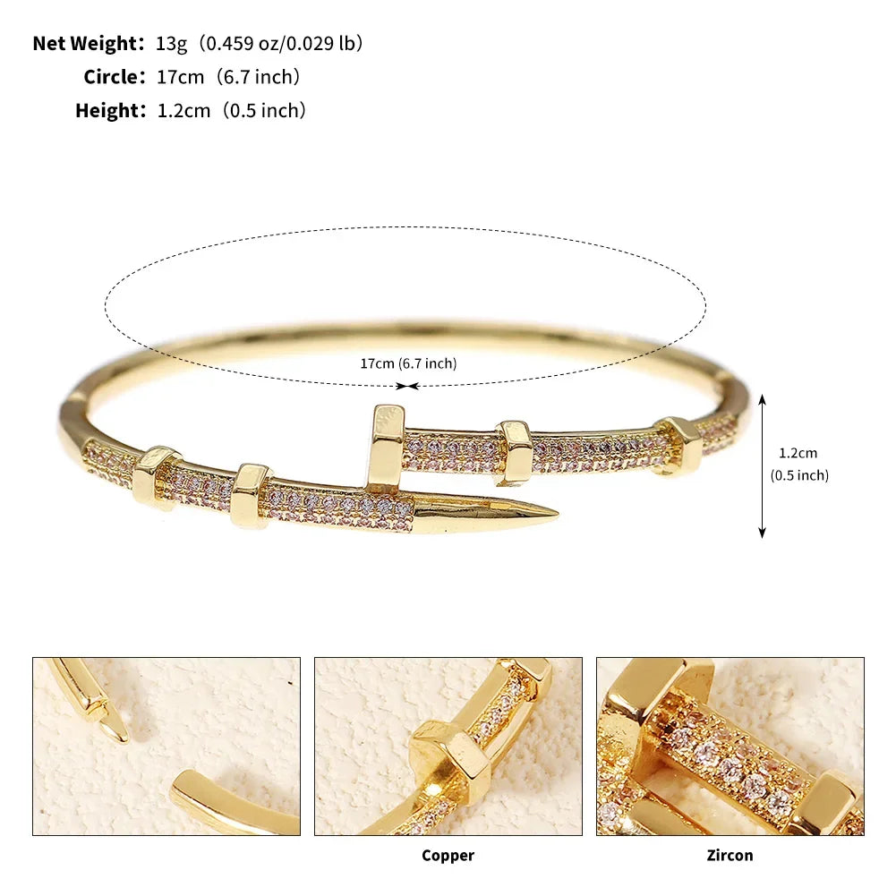 Nail Bracelets Trendy Bracelet Zircon Screw Bracelet For Women
