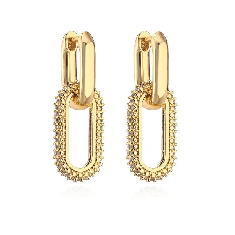 Shiny Rhinestone Geometric Earrings Ladies Fashion