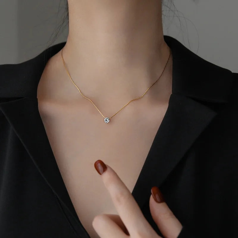 Charm Necklace Anti Tarnish Stainless Steel Chain Round Necklace New