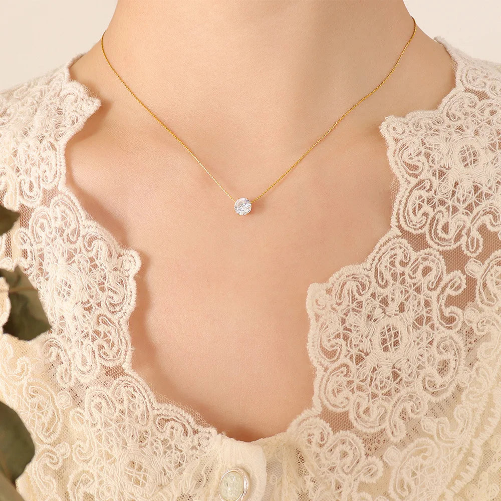 Charm Necklace Anti Tarnish Stainless Steel Chain Round Necklace New