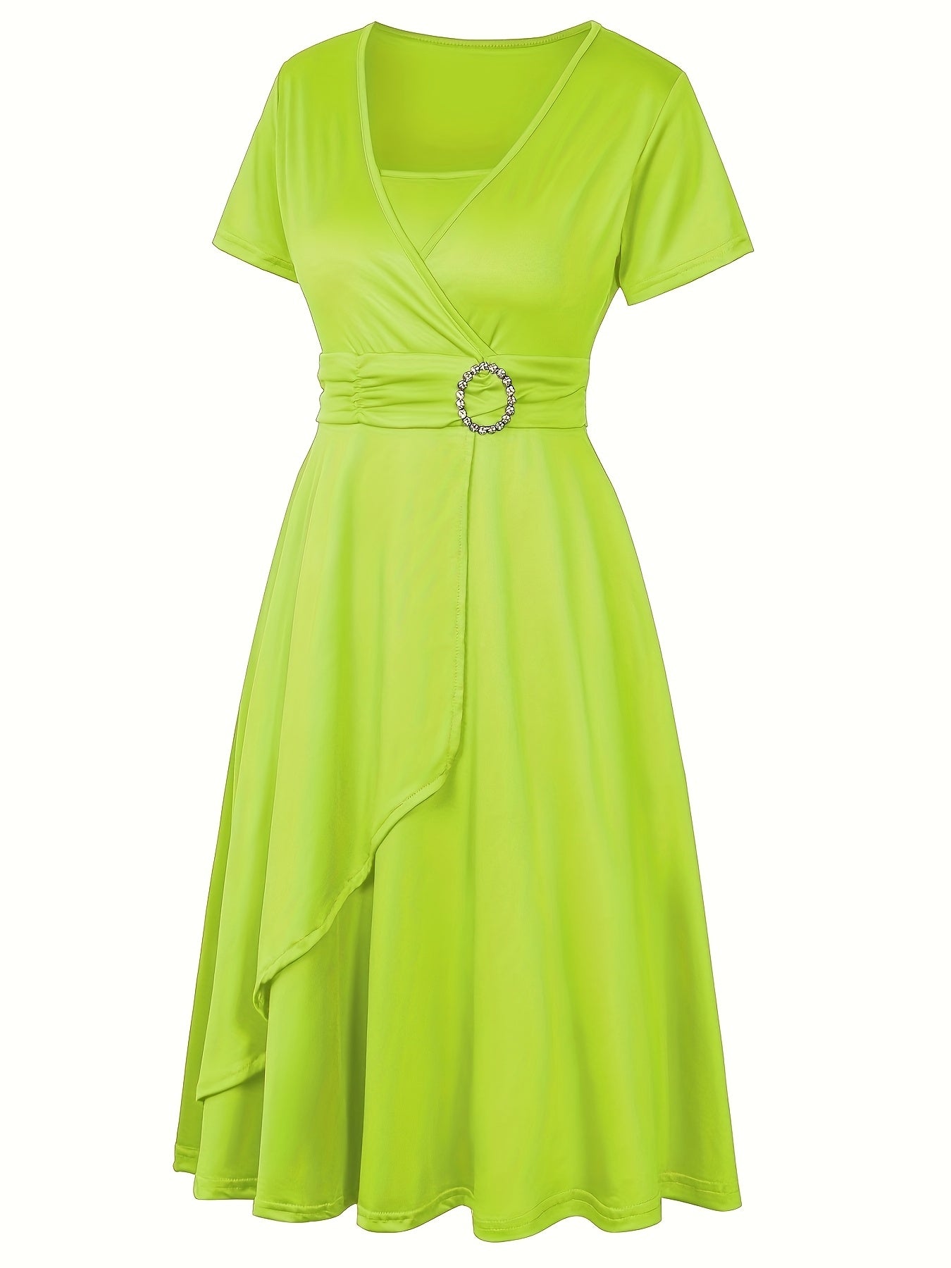 Elegant Women's Skinny Fit Rhinestone V-Neck Dress