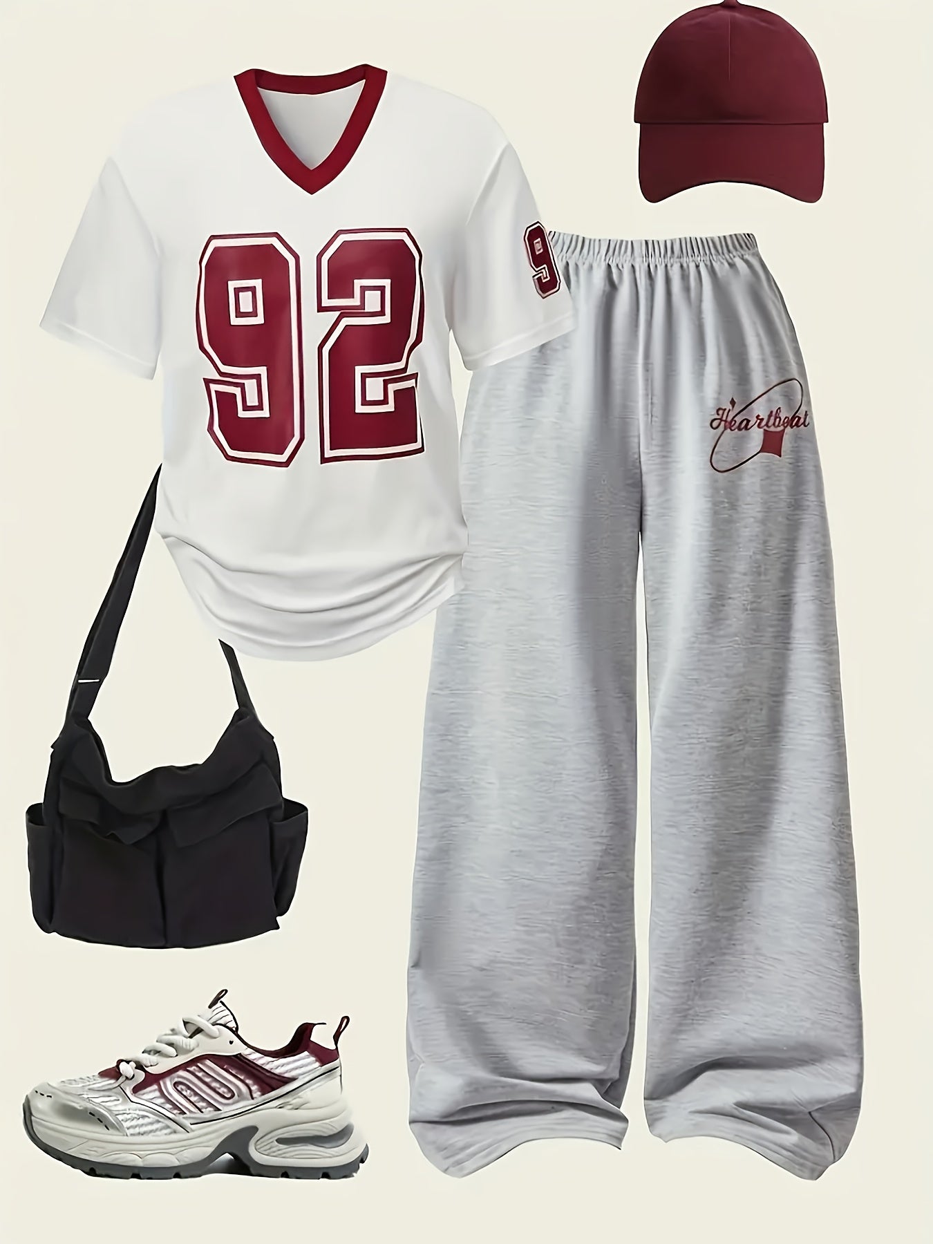 Women's Color Block V-Neck T-Shirt and Pants Set