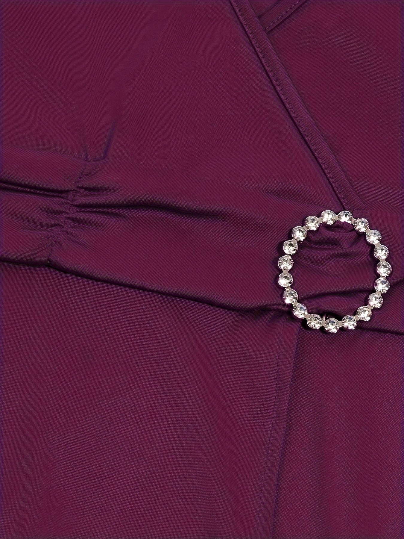 Elegant Women's Skinny Fit Rhinestone V-Neck Dress