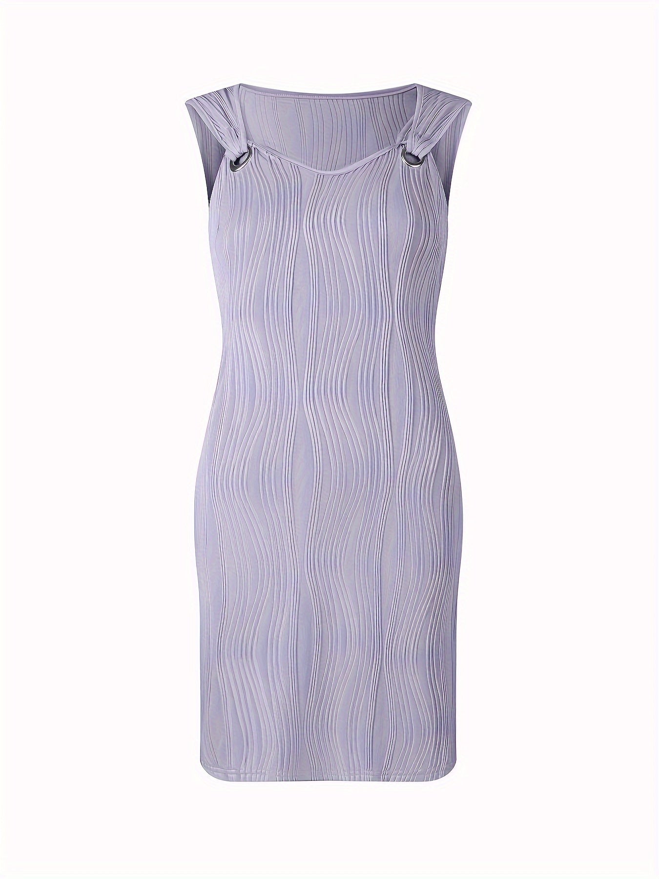 Solid Dress, Casual V Neck Sleeveless Mini Dress, Women's Clothing