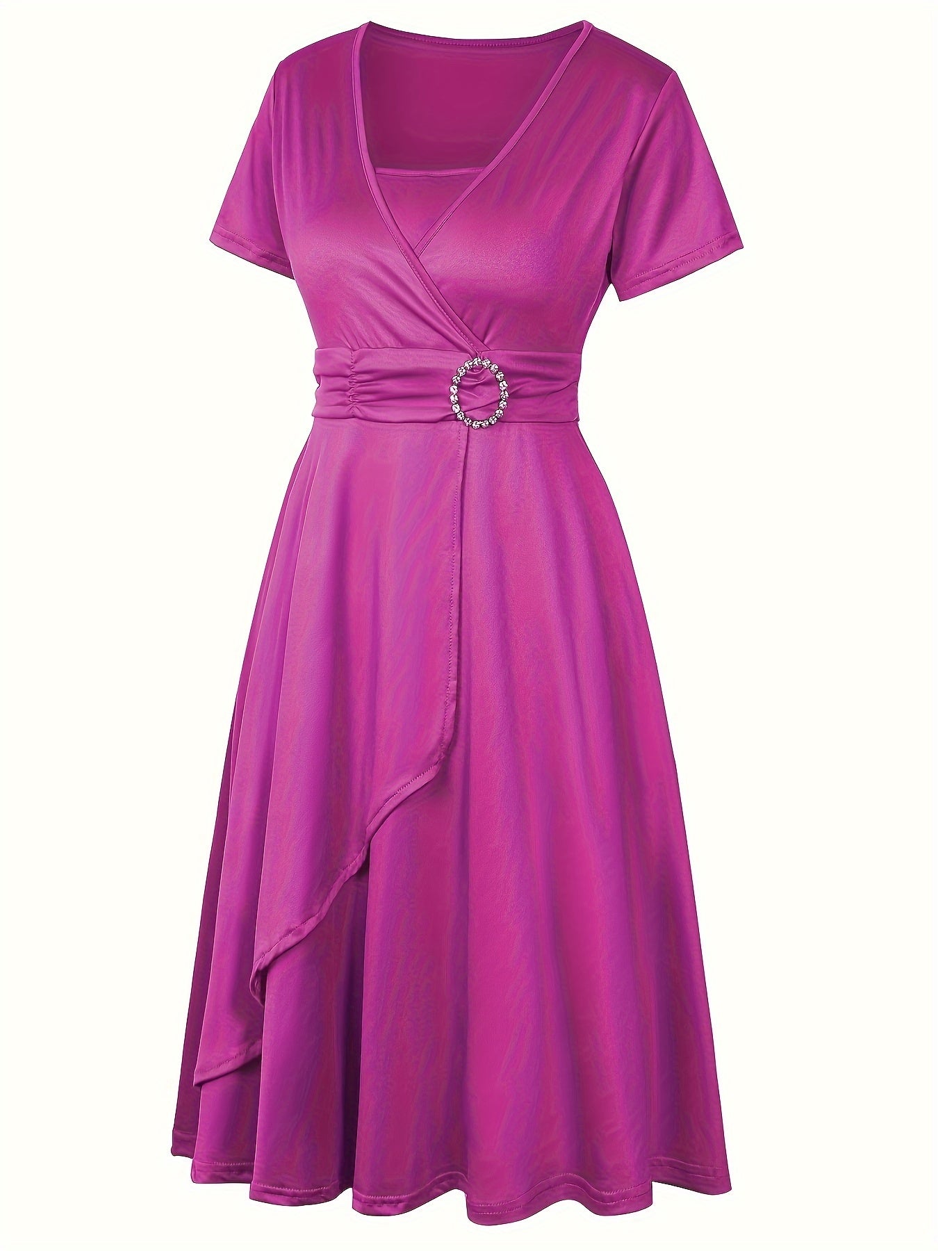 Elegant Women's Skinny Fit Rhinestone V-Neck Dress