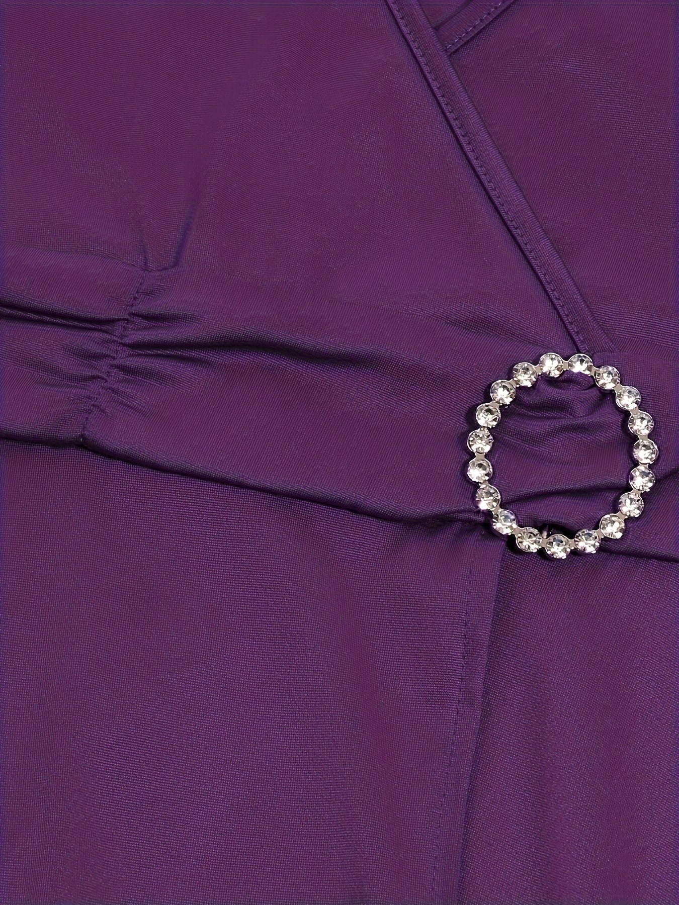 Elegant Women's Skinny Fit Rhinestone V-Neck Dress