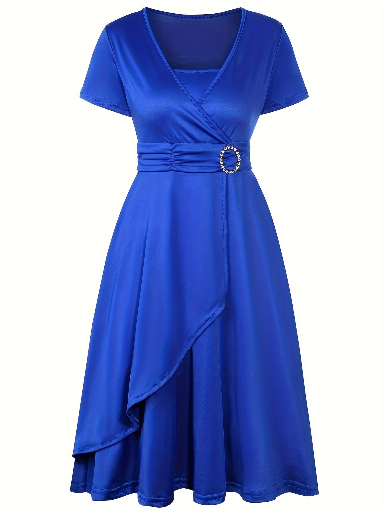 Elegant Women's Skinny Fit Rhinestone V-Neck Dress