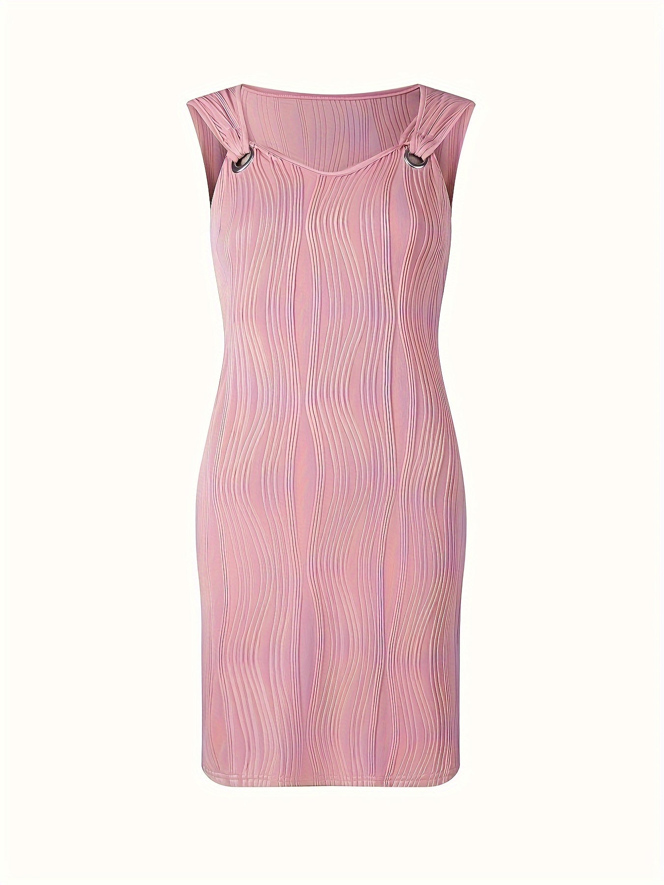 Solid Dress, Casual V Neck Sleeveless Mini Dress, Women's Clothing