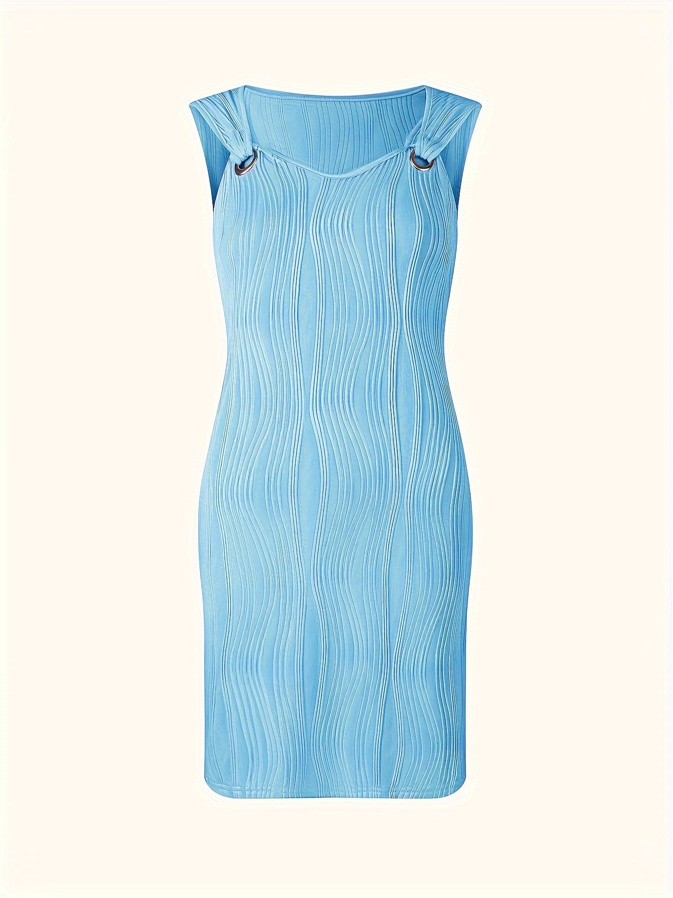Solid Dress, Casual V Neck Sleeveless Mini Dress, Women's Clothing
