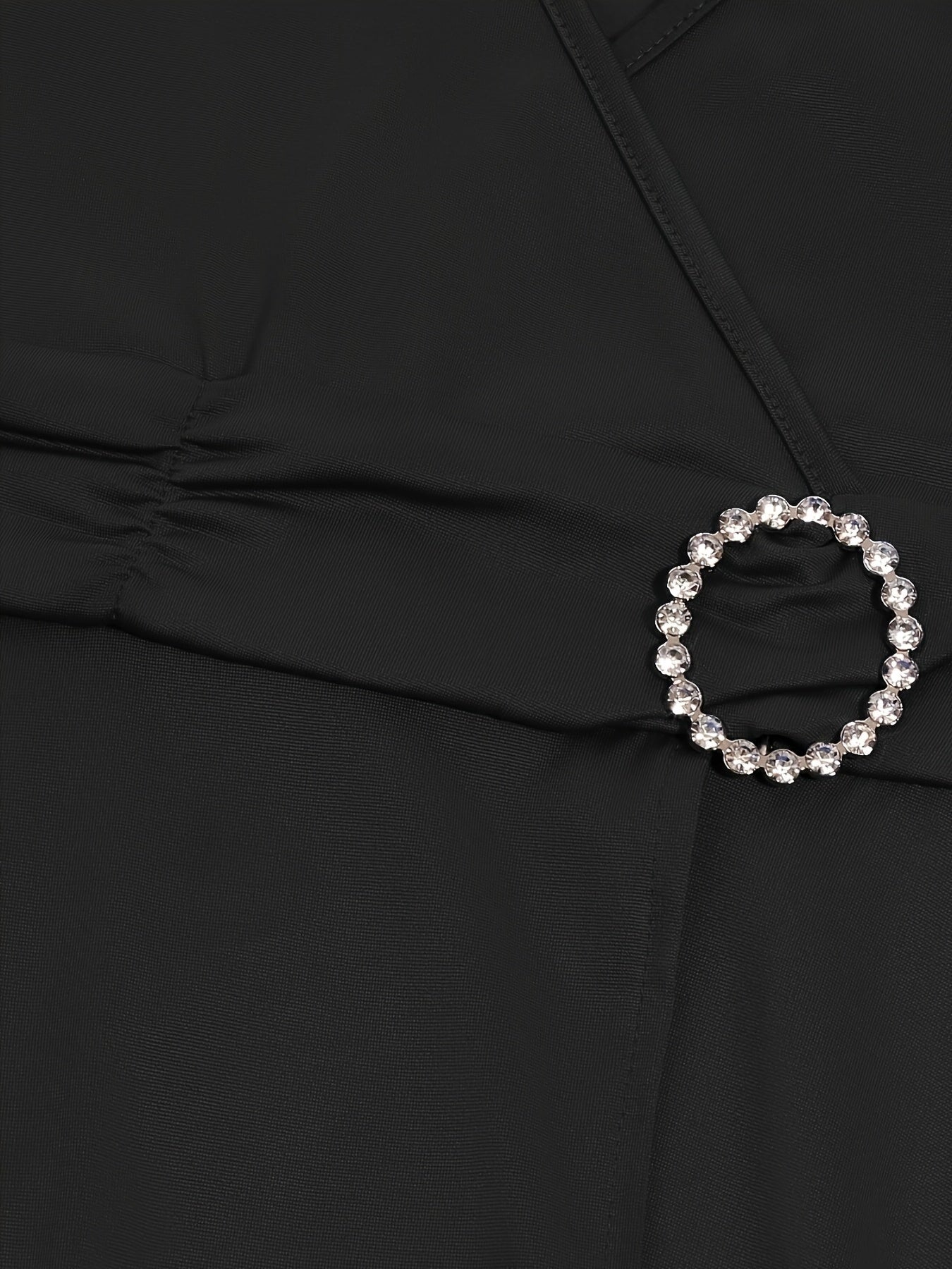 Elegant Women's Skinny Fit Rhinestone V-Neck Dress