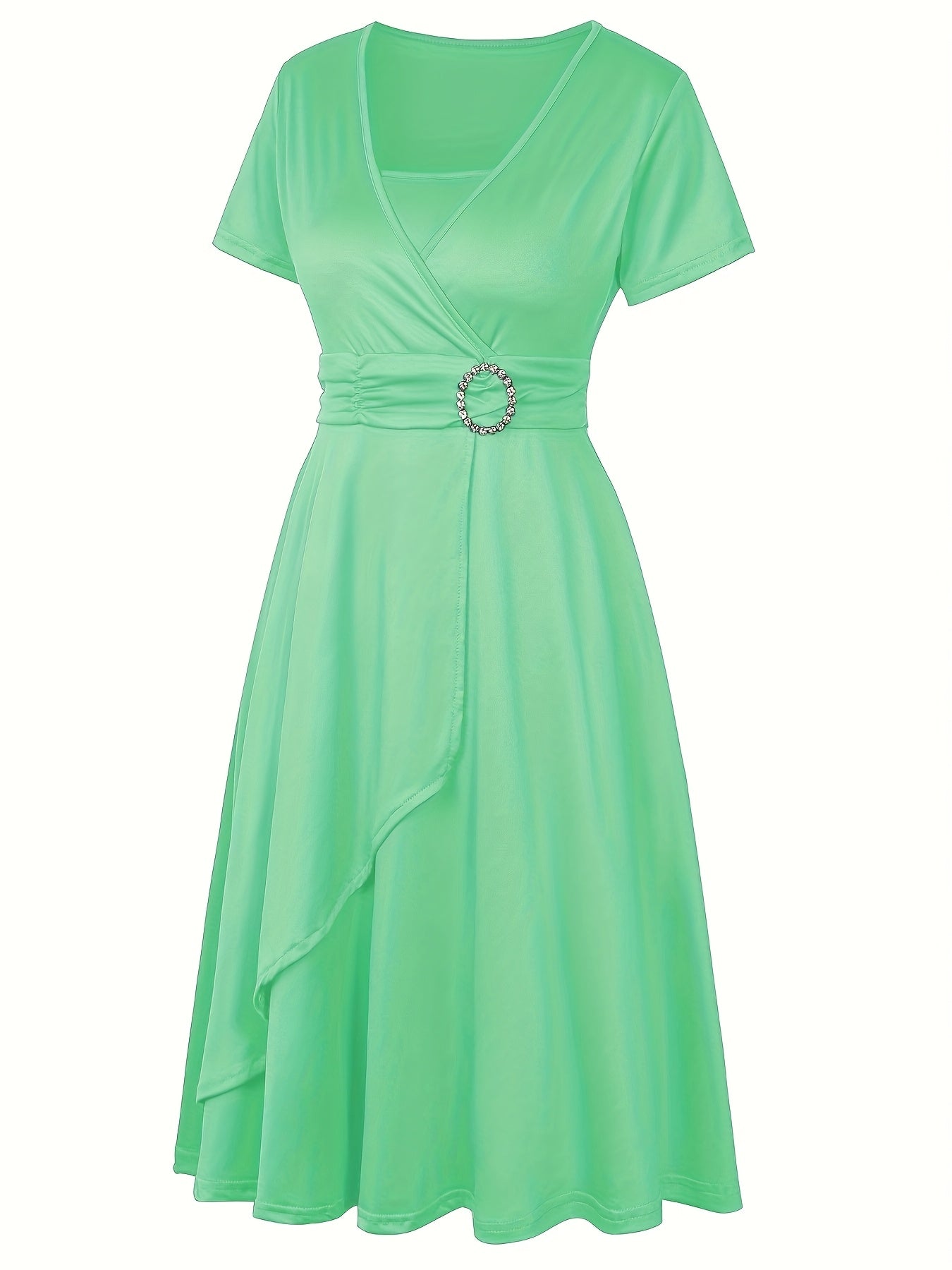 Elegant Women's Skinny Fit Rhinestone V-Neck Dress