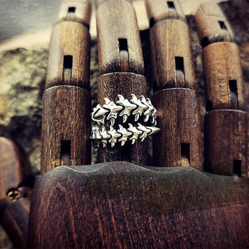 Rings For Women Men Antique Silver Hyperbole Centipede Open Ring Hip Hop