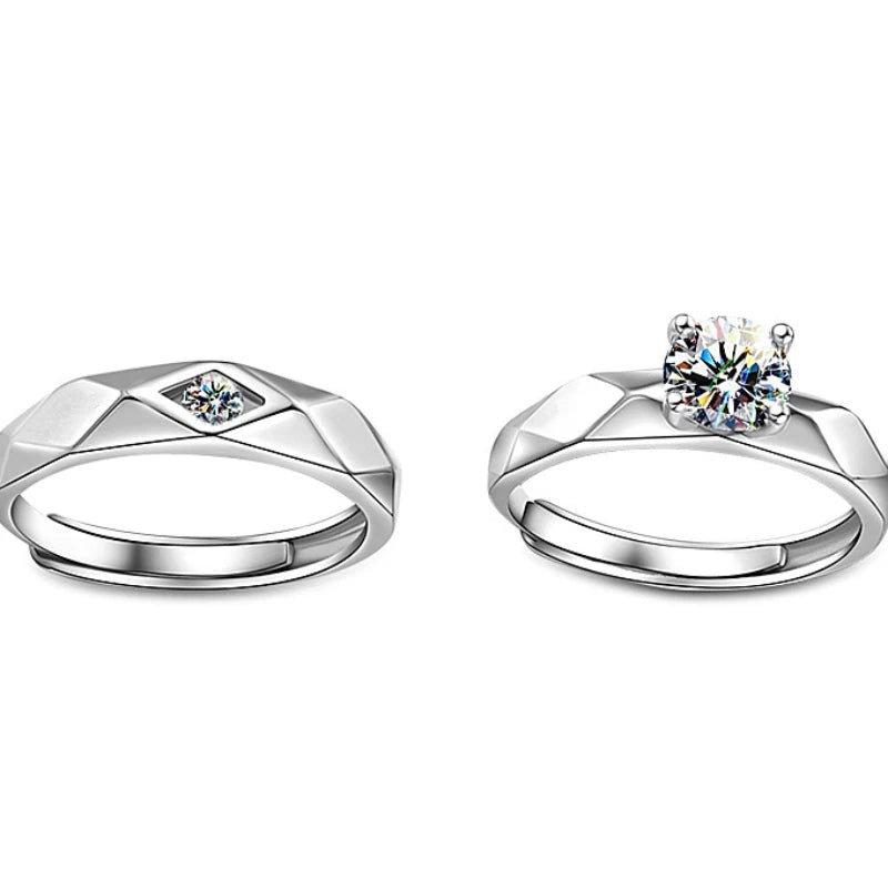 ouple Rings Silver Color Sun Moon Adjustable Open Ring For Women