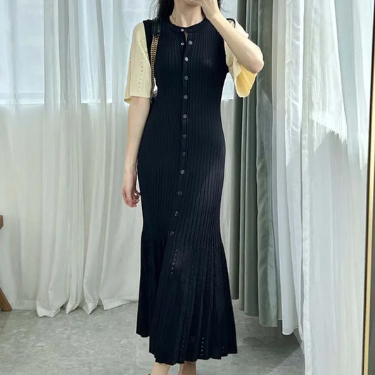 Summer Spring New French Elegant Fragrance High-end Knit Dress