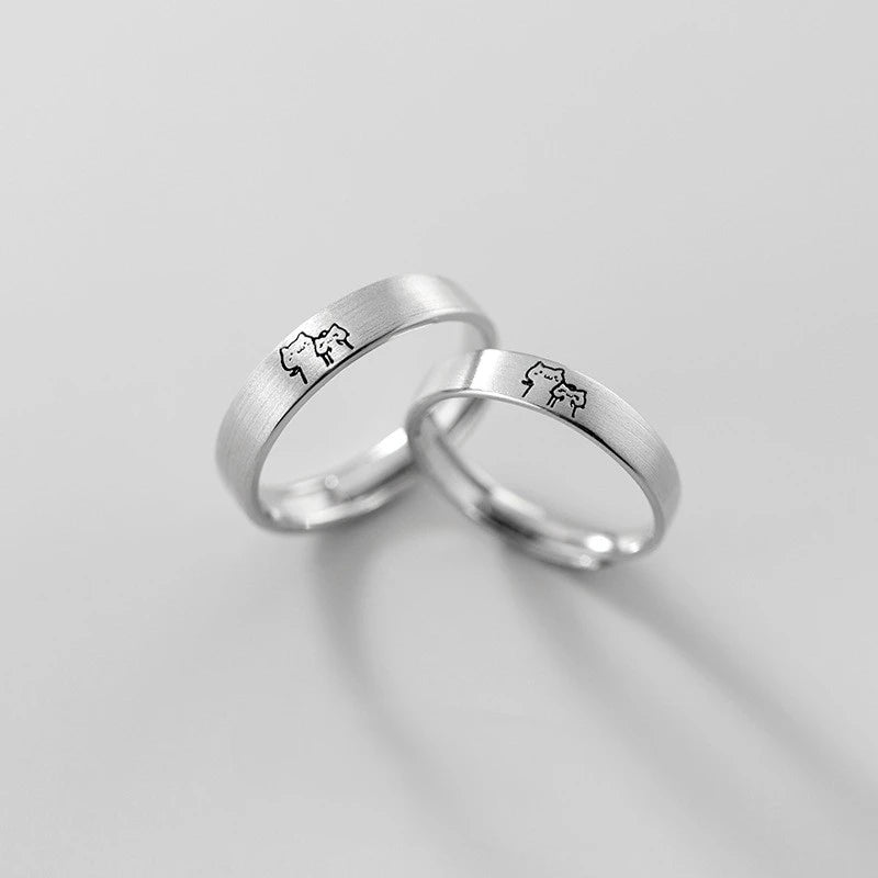 ouple Rings Silver Color Sun Moon Adjustable Open Ring For Women