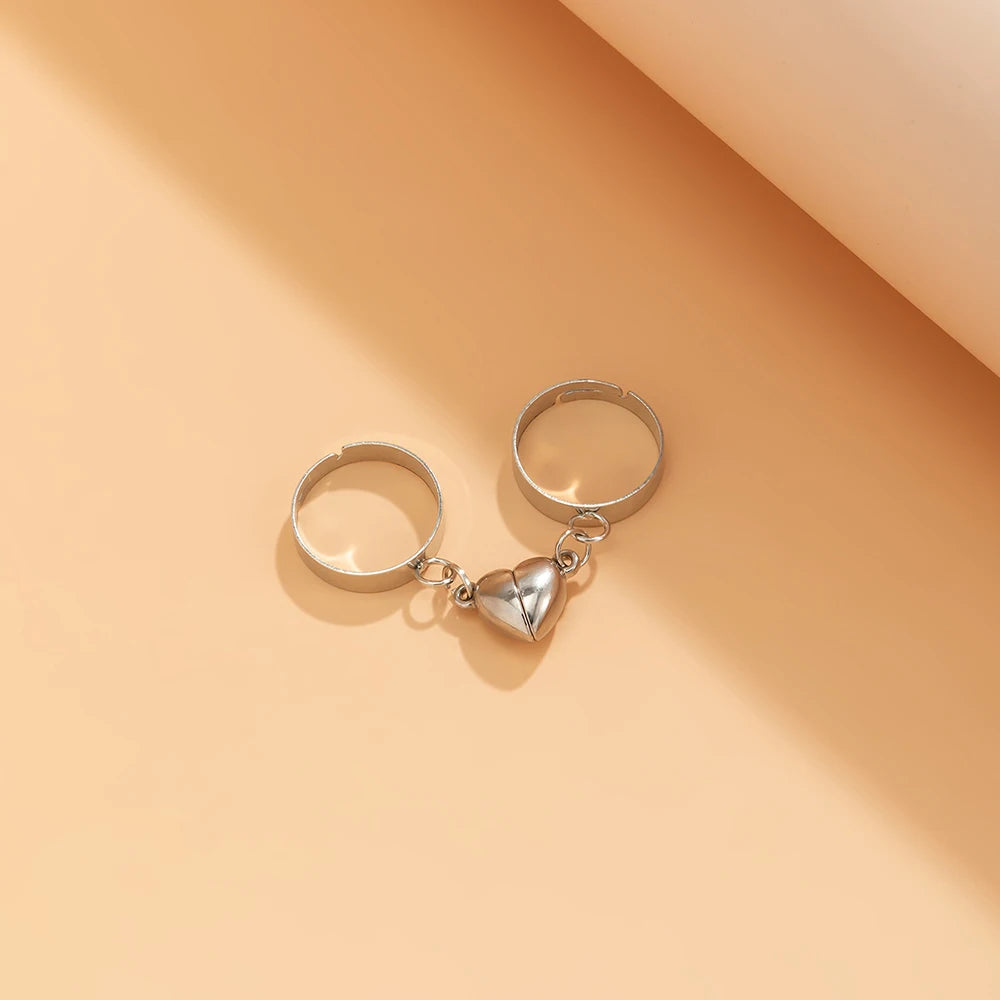 ouple Rings Silver Color Sun Moon Adjustable Open Ring For Women