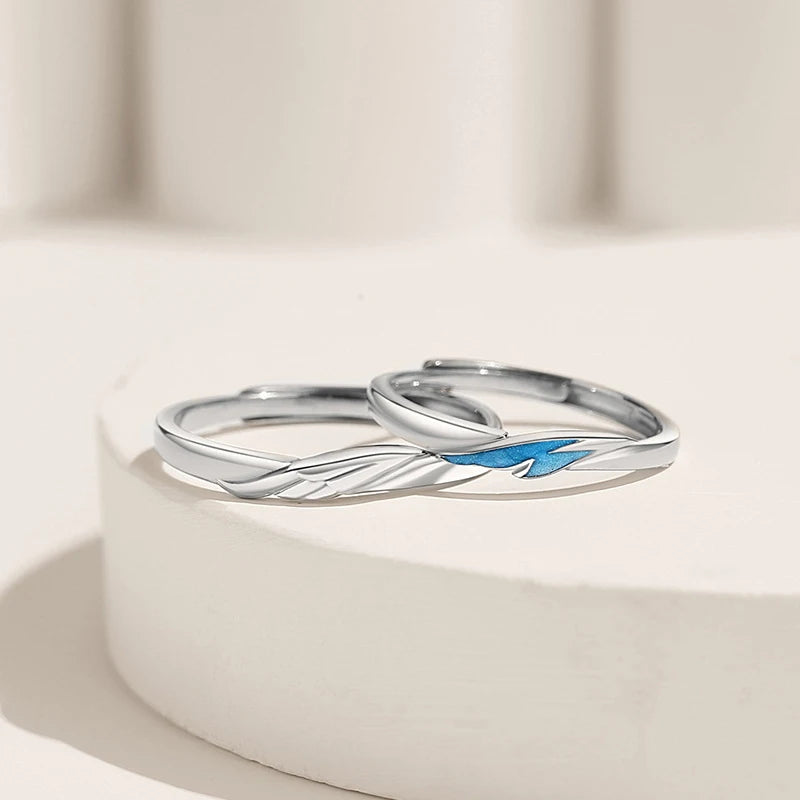 ouple Rings Silver Color Sun Moon Adjustable Open Ring For Women