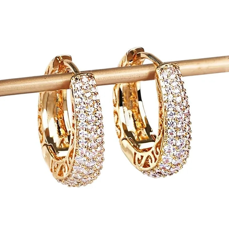 Huitan Hollow Gold Color Hoop Earrings for Women