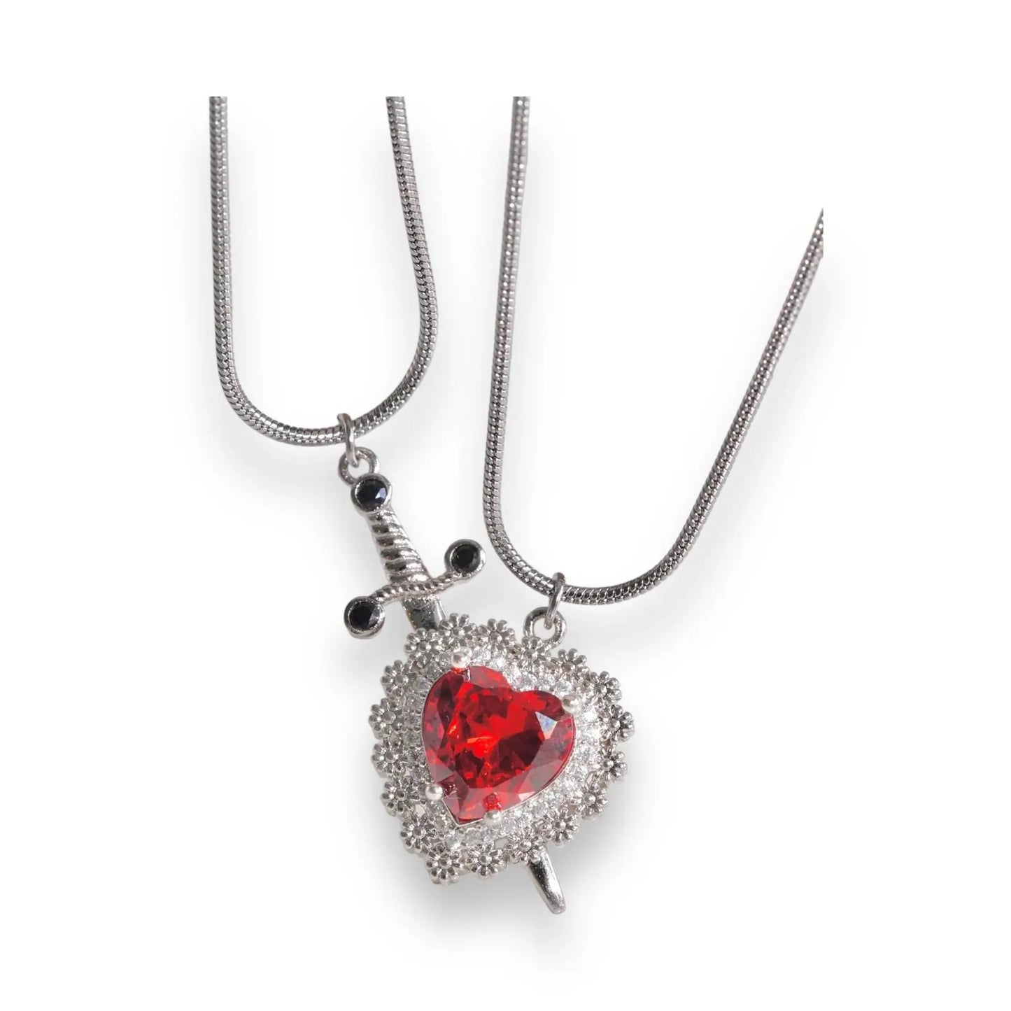 Heart and Sword Couple Necklace Collarbone Chain Sword