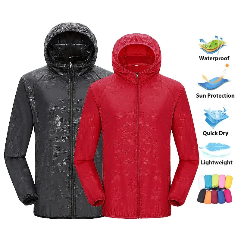 LNGXO Unisex Hiking Jacket Men Women Waterproof Quick Dry Camping Windbreaker