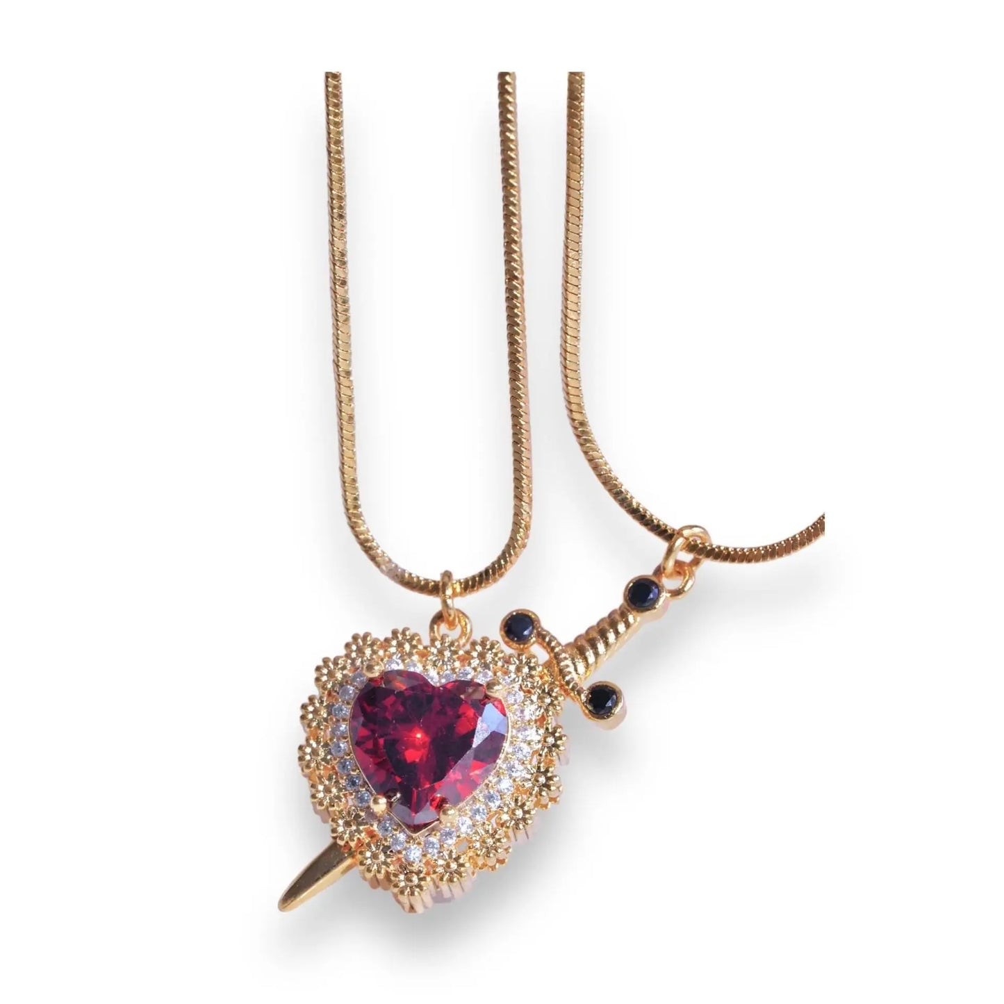 Heart and Sword Couple Necklace Collarbone Chain Sword