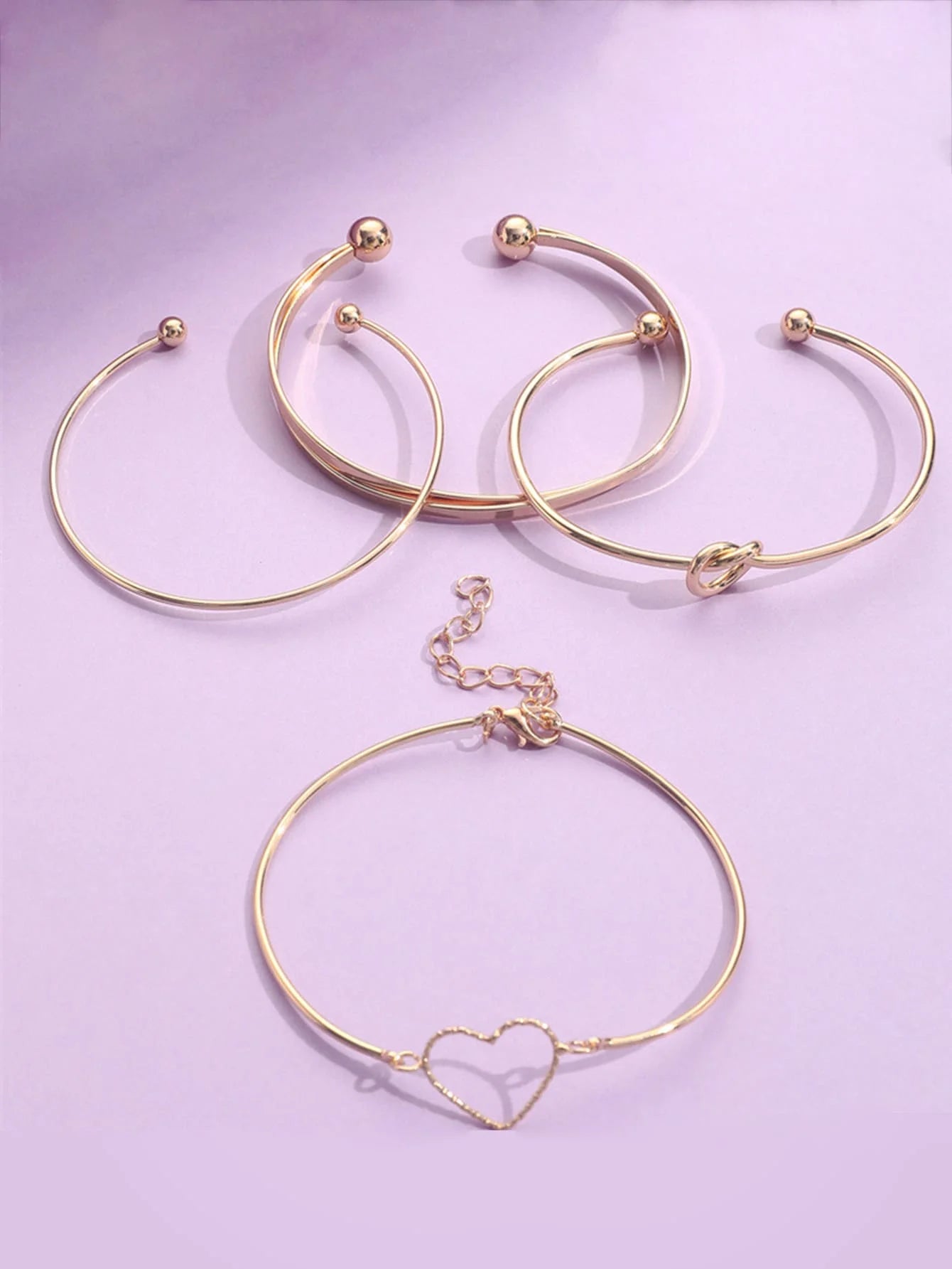 Bracelets for Women Fashion Alloy Love Heart Knot Cuff Bangle