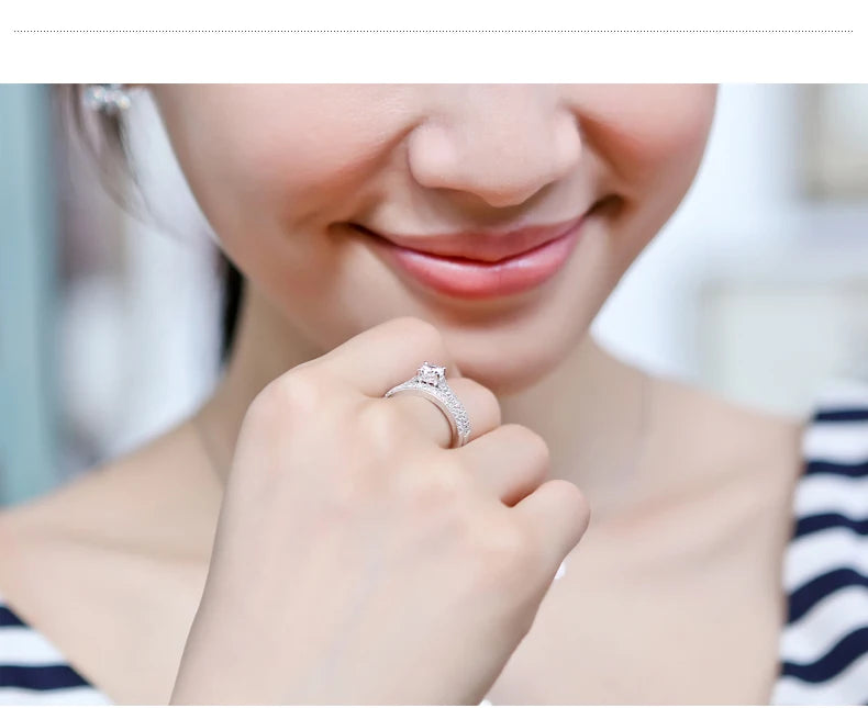 1 pair Vintage Halo 925 Sterling Silver Wedding Ring Set For Women