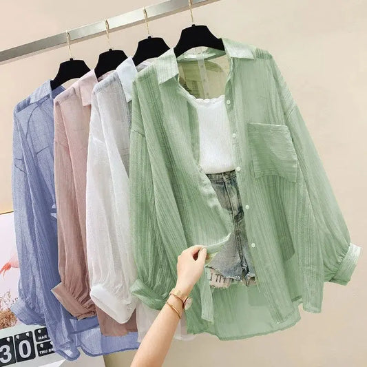 Summer Sunscreen Shirt Elegant  Casual Women's Cardigan