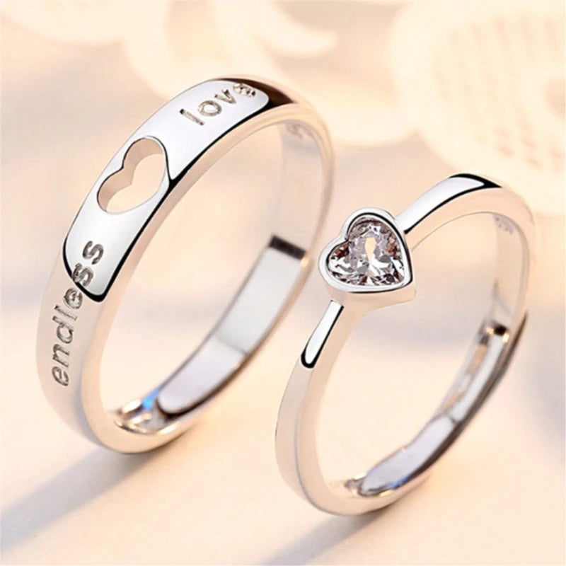 ouple Rings Silver Color Sun Moon Adjustable Open Ring For Women
