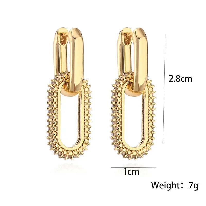 Shiny Rhinestone Geometric Earrings Ladies Fashion