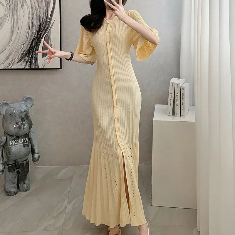 Summer Spring New French Elegant Fragrance High-end Knit Dress