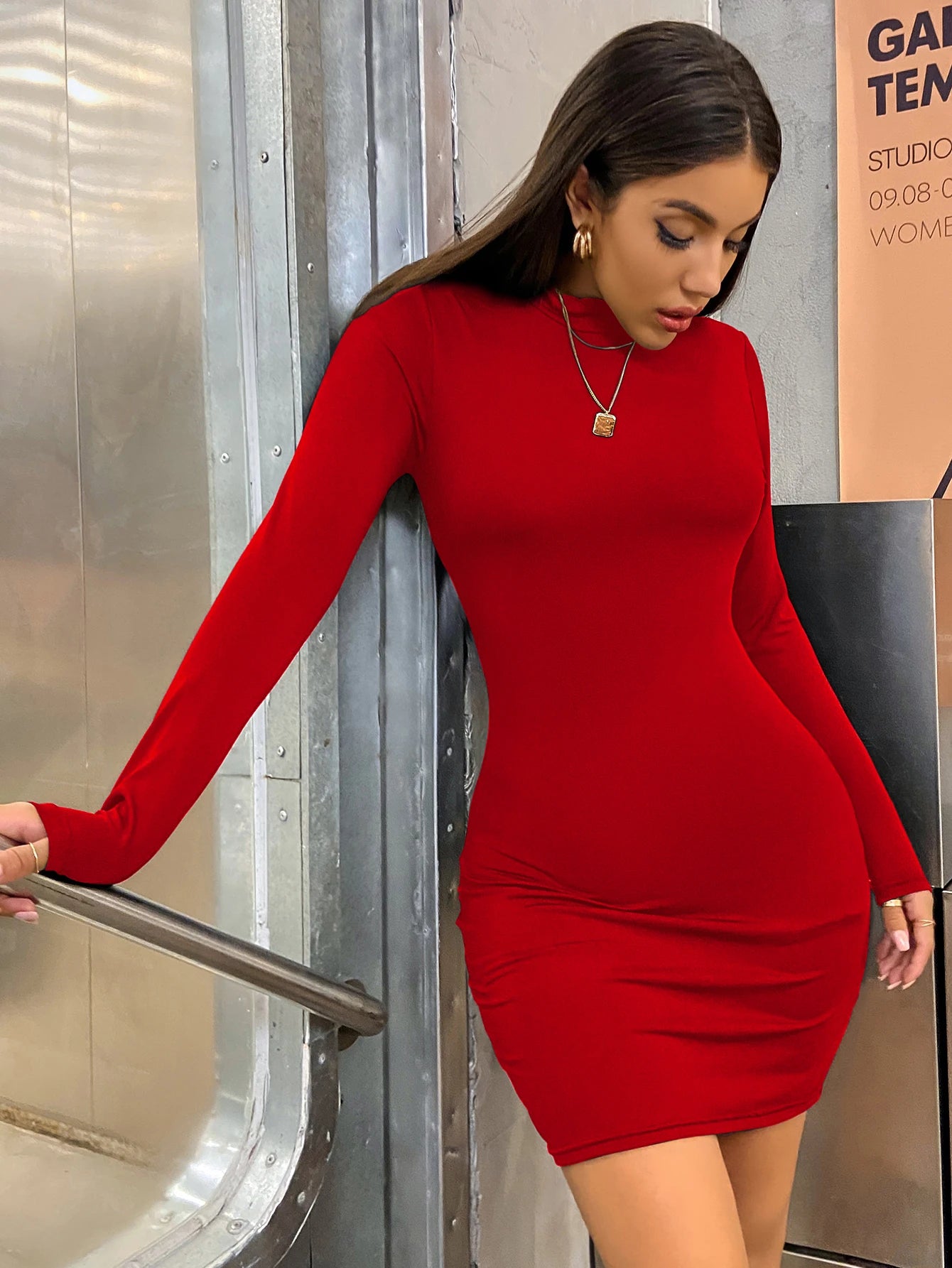 Long Sleeve Slim Bodycon Mini Dress Women