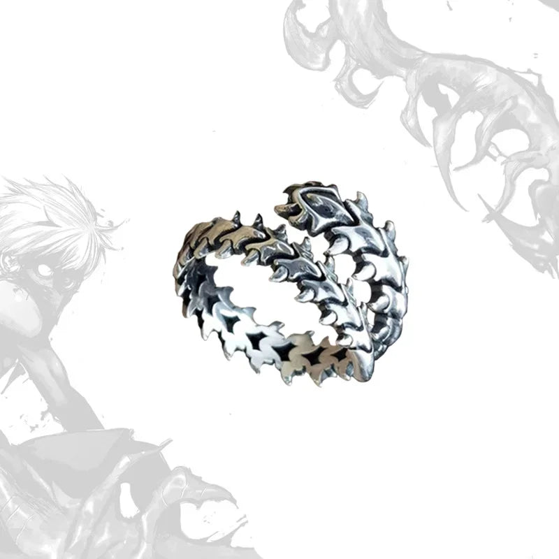 Rings For Women Men Antique Silver Hyperbole Centipede Open Ring Hip Hop