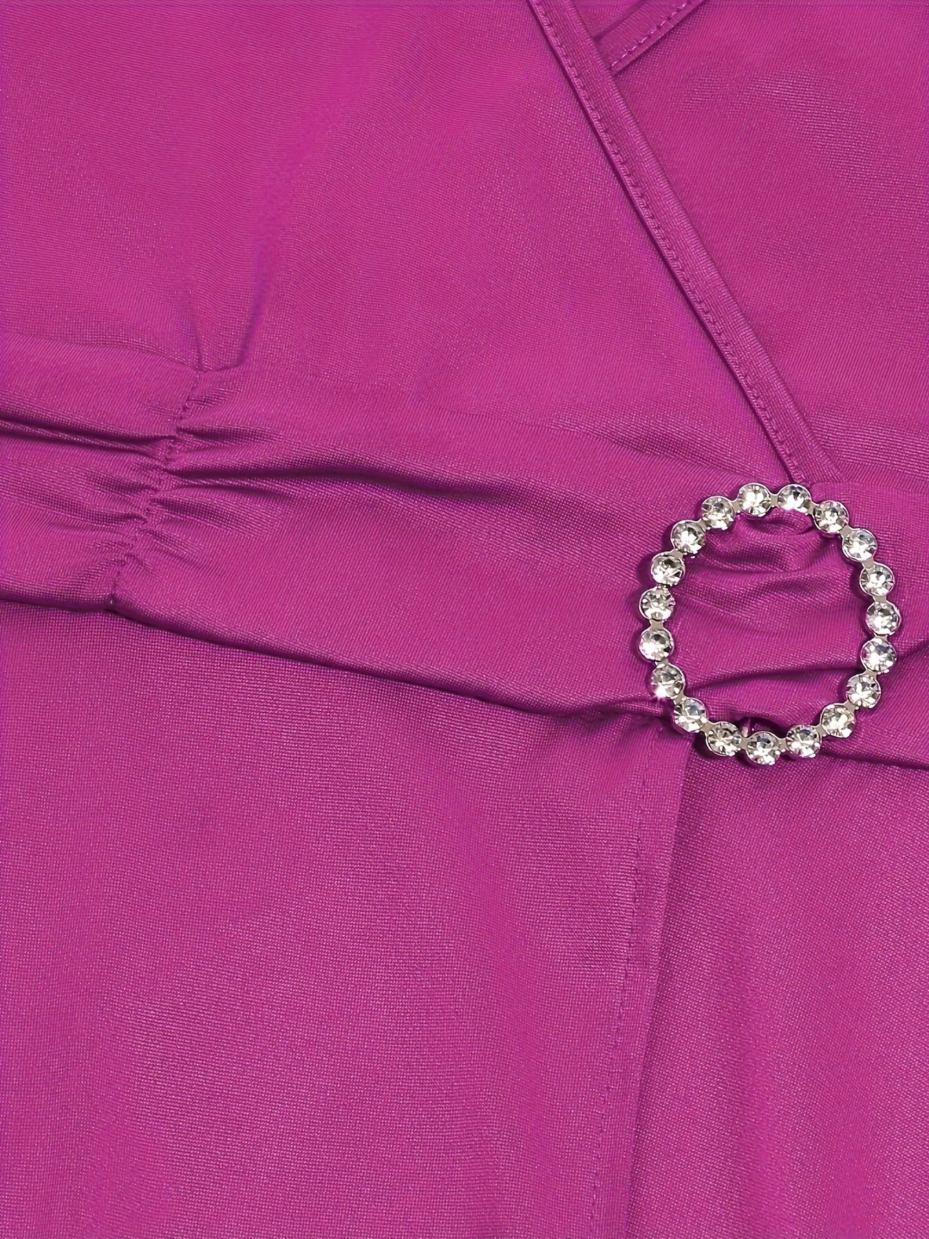Elegant Women's Skinny Fit Rhinestone V-Neck Dress