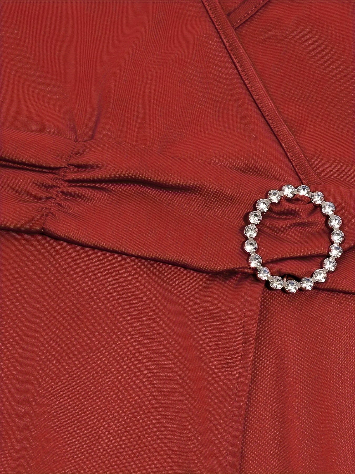 Elegant Women's Skinny Fit Rhinestone V-Neck Dress