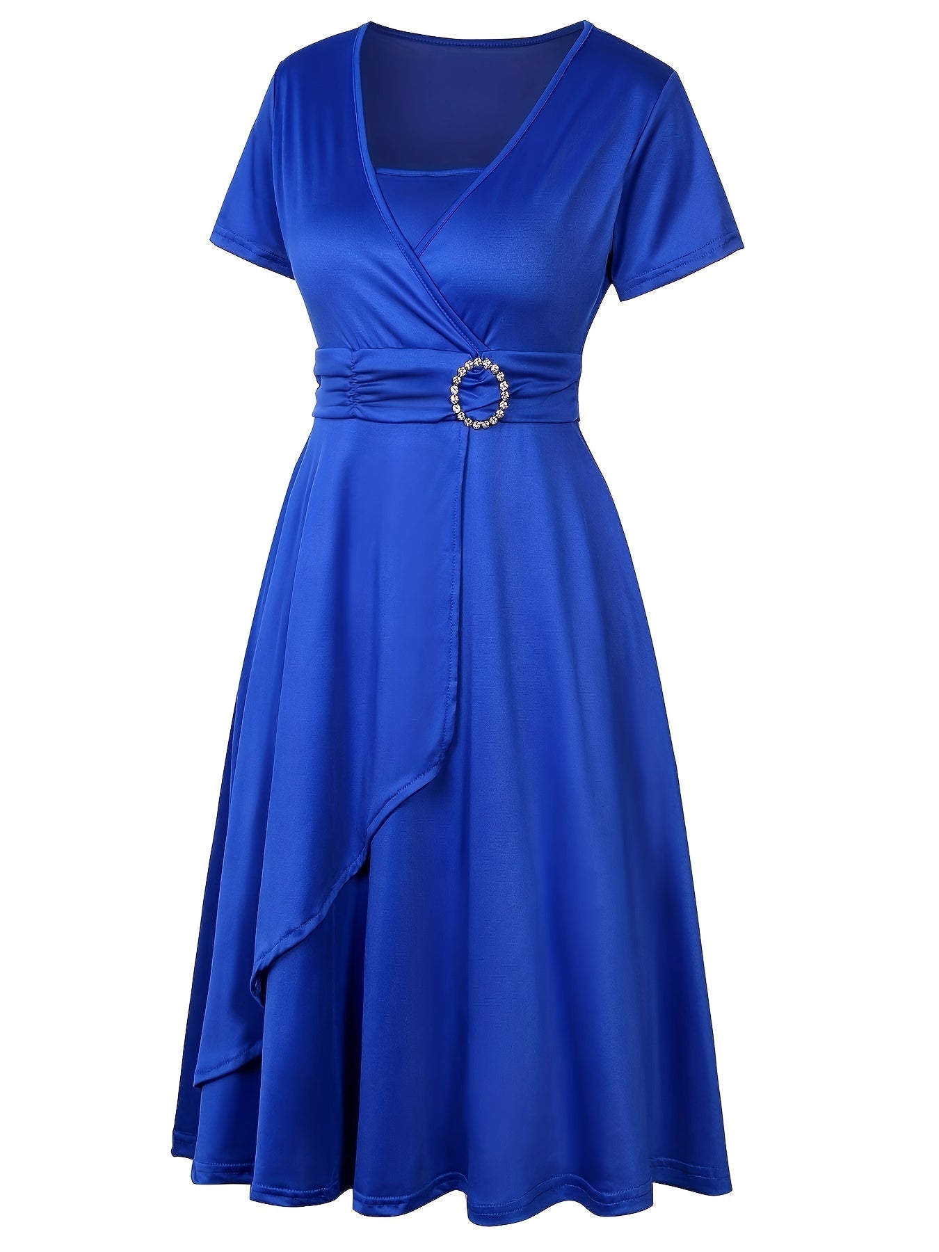 Elegant Women's Skinny Fit Rhinestone V-Neck Dress