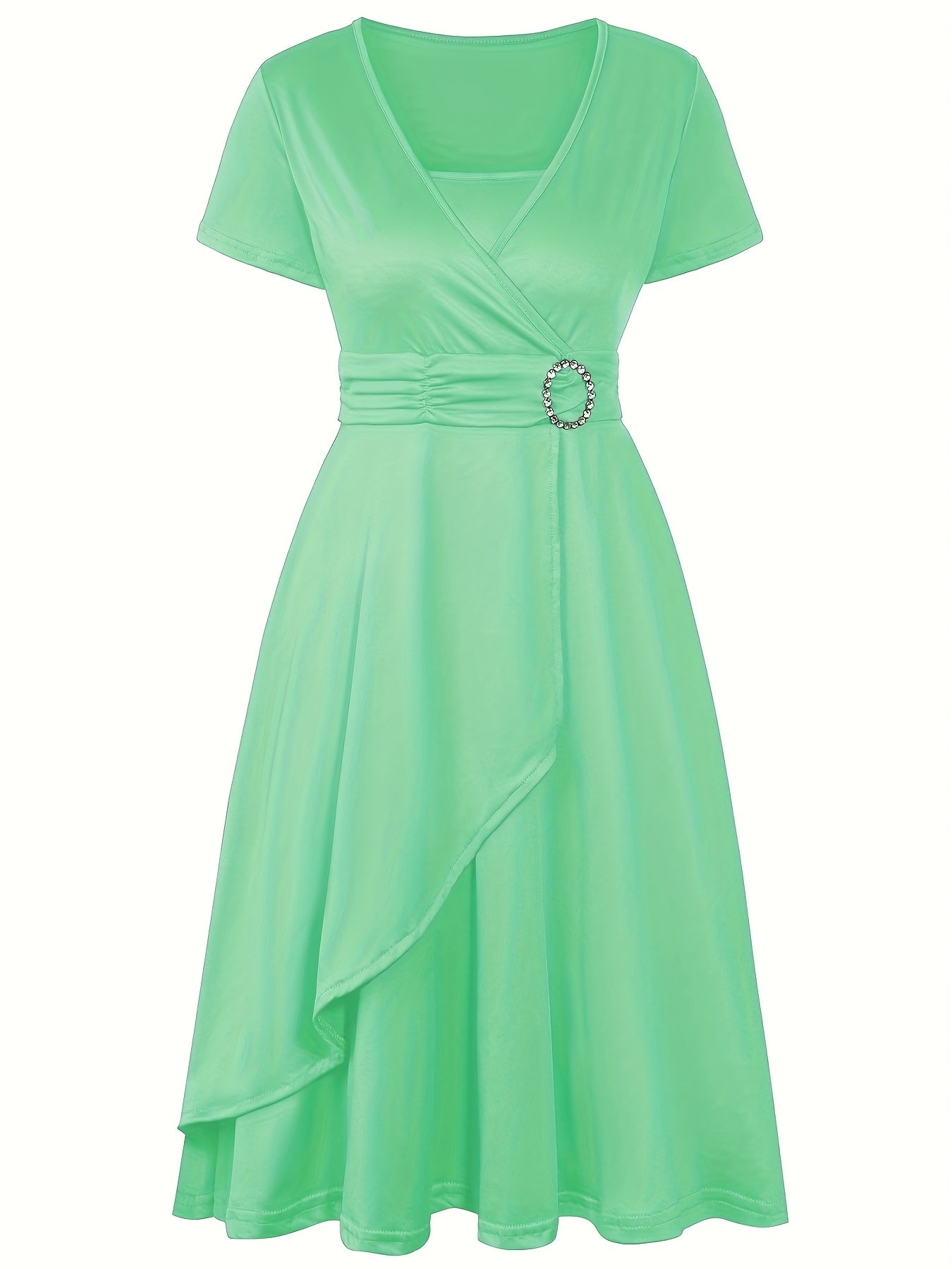 Elegant Women's Skinny Fit Rhinestone V-Neck Dress